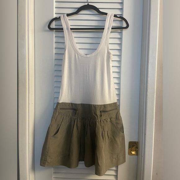 Bebe Vintage 90s/Y2k White tank cargo skirt mini dress XXS.Back Statement Zipper - Picture 2 of 7